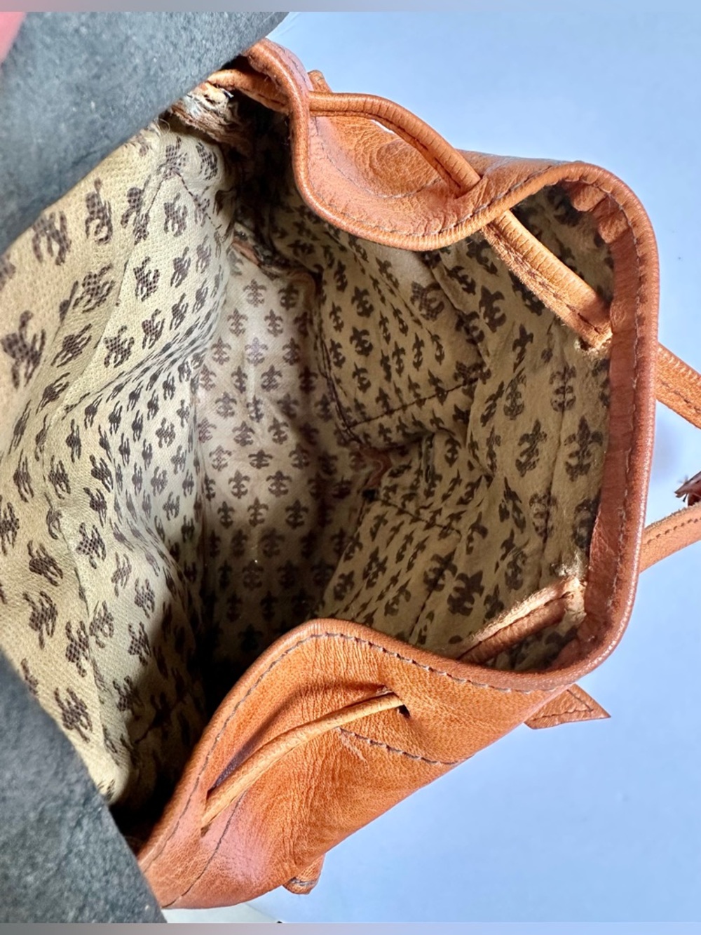 VINTAGE HANDMADE FULL GRAIN MOROCCAN BROWN LEATHER BACKPACK BAG - Picture 9 of 9